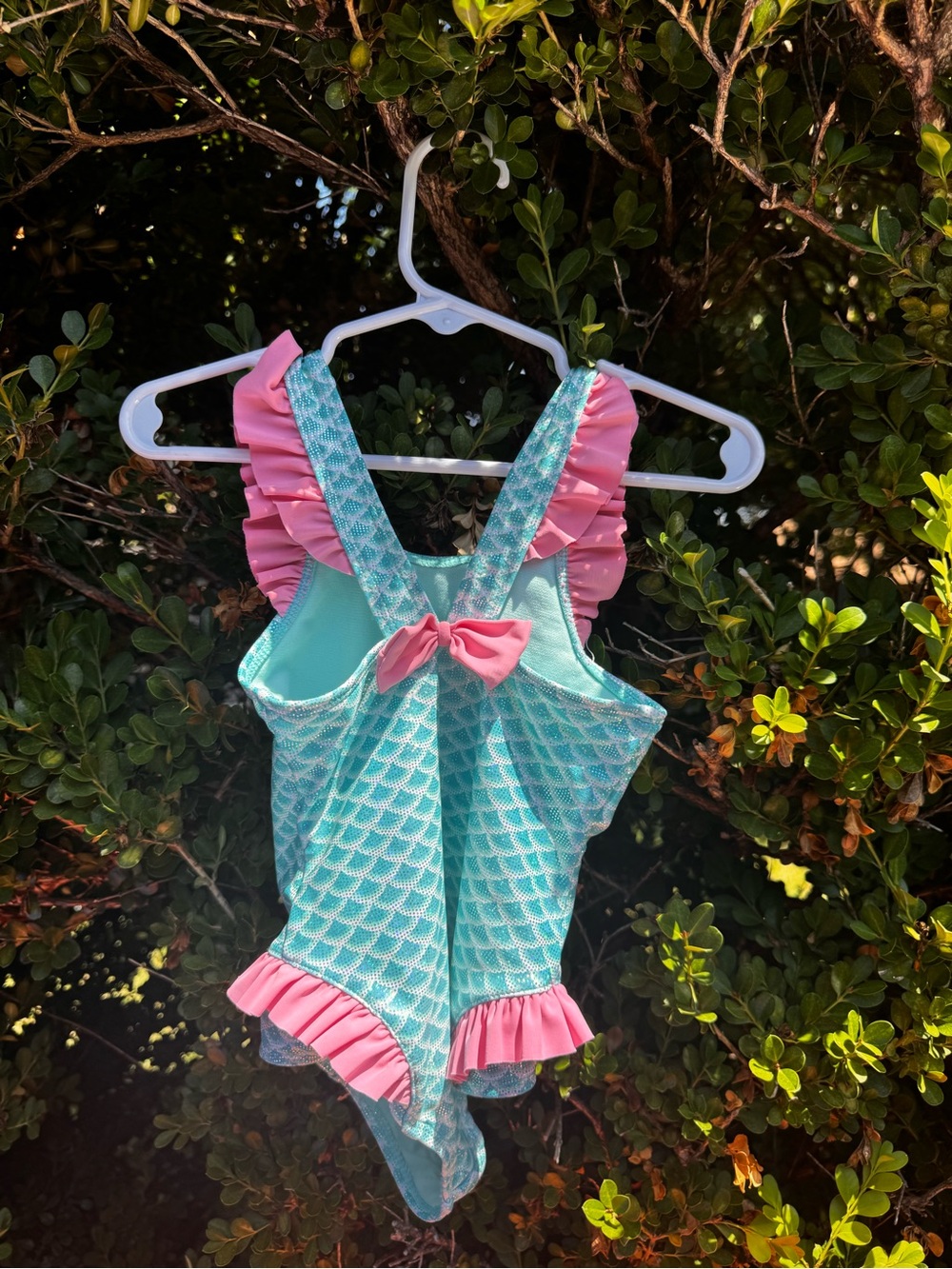 Cat & Jack Aqua Mermaid-Print One-Piece Swimsuit with Pink Ruffles